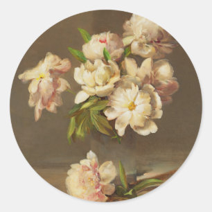 Peonies in een Vase, Charles Ethan Porter Ronde Sticker