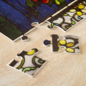 Peonies in met de wind gekleurd glas legpuzzel (Zijkant)