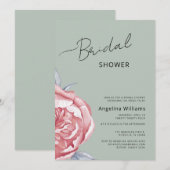 Peonies Invitation à la douche nuptiale (Devant / Derrière)
