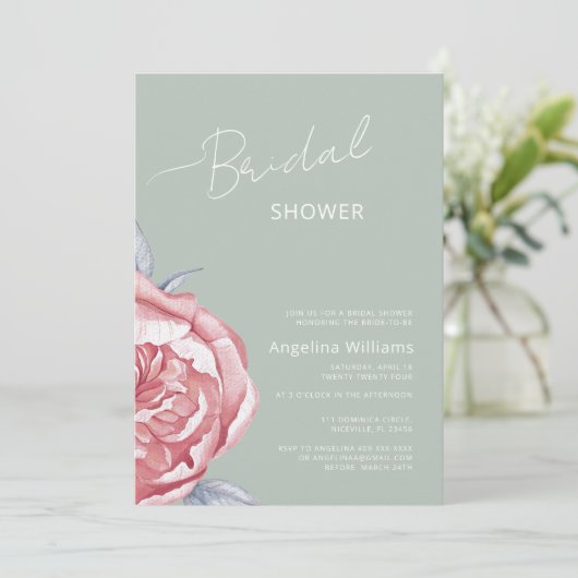 Peonies Invitation à la douche nuptiale (Debout devant)