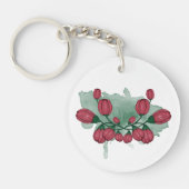 Peonies-knoppen. Waterverf. Bloersamenstelling. Sleutelhanger (Voorkant)