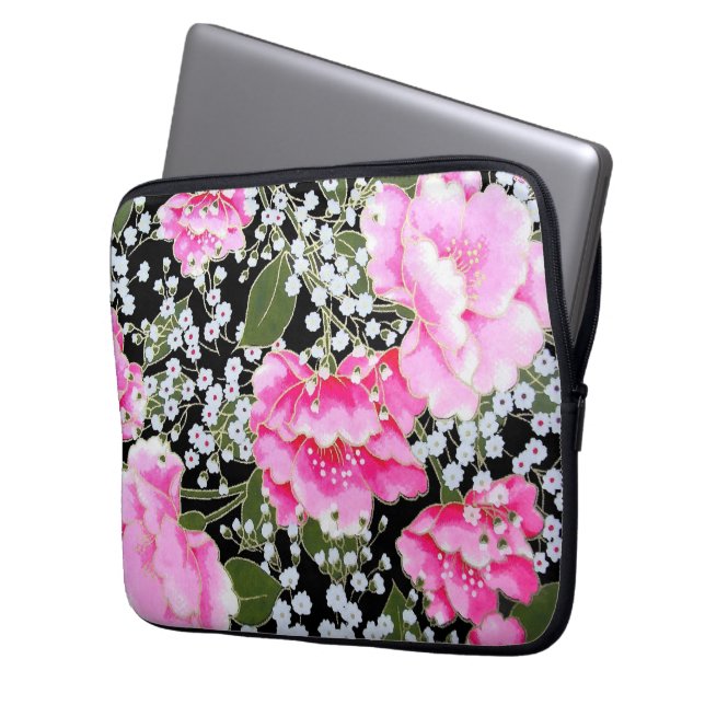 Peonies Laptop Sleeve (Voorkant Links)
