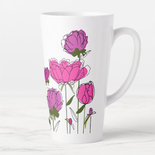 Peonies Latte Mug (Droite)