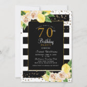 Peonies Lemons 70 Anniversaire Invitation de fête  (Devant)