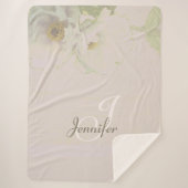 Peonies Mauve Monogram Sherpa Blanket Sherpa Deken (Voorkant)