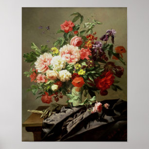Peonies, papavers en Rozen, 1849 Poster