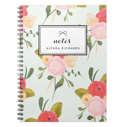  Peonies Patroon Gepersonaliseerd Notitieboek (Voorkant)