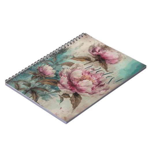 Peonies peintes - Carnet (Côté gauche)