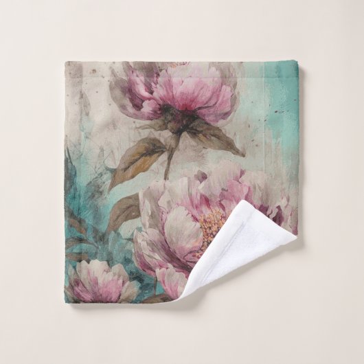 Peonies peintes - Ensemble de serviettes de bain (Gant de toilette)