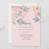 PEONIES Pink Sage Peach Mariage BUDGET Invitation (Devant)