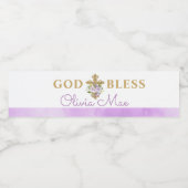 Peonies pourpres Baptême Étiquettes de bouteille d (Étiquettes simples)