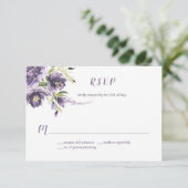 Peonies pourpres, Mariage Lilac | Carte RSVP (Debout devant)