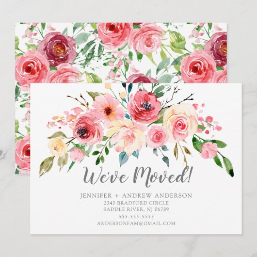 Peonies printanières Floral Moving Faire-part (Devant / Derrière)