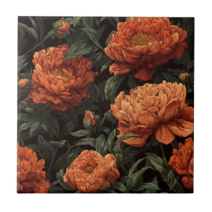 Peonies Rétro Modernes Carreaux En Céramique Pour 