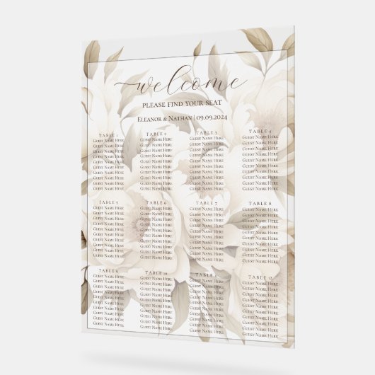 Peonies romantiques beiges Plastique (Angle)