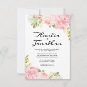 Peonies romantiques et invitations de mariage Hydr (Devant)