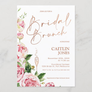 Peonies Roos Gold Bridal Brunch Brunch Shower Kaart
