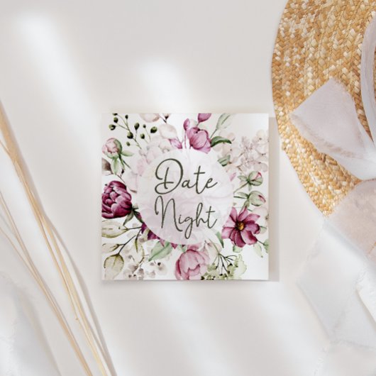 Peonies rose Bourgogne Floral Date Carte de nuit