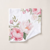 Peonies rose et crème Personnalisées (Gant de toilette)