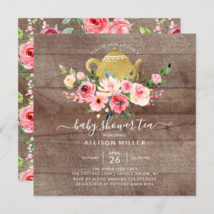 Peonies Rose Floral Baby shower Thé Invitation