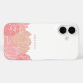 Peonies rose pâle coque iphone personnalisé (Verso (horizontal))