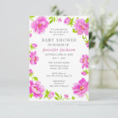 Peonies roses Baby shower Petite invitation (Debout devant)