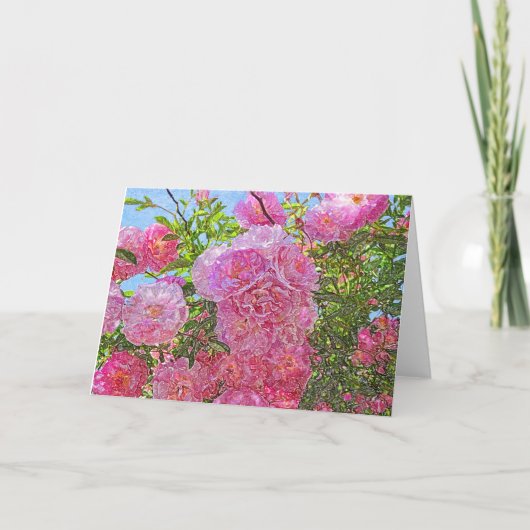 Peonies roses - Carte crayon couleur (Devant)