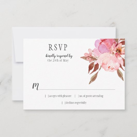 Peonies roses douces modernes Verdure RSVP | (Devant)