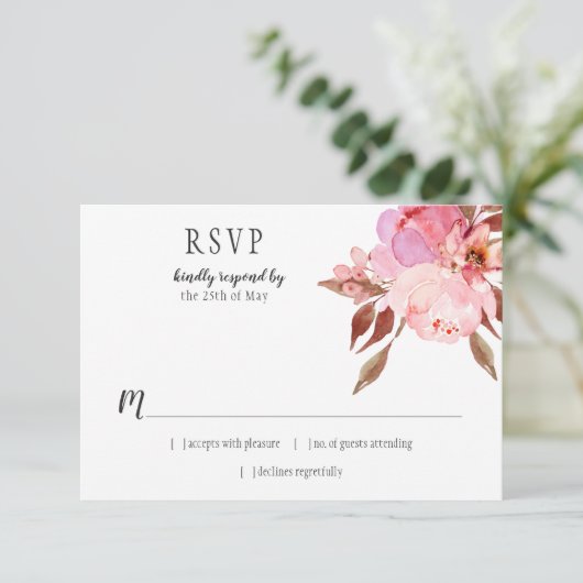 Peonies roses douces modernes Verdure RSVP | (Debout devant)