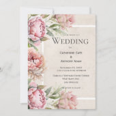 Peonies roses Faire-part de mariage d'aquarelle fl (Devant)