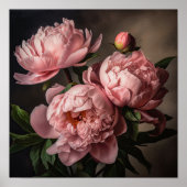 Peonies roses Flower Art Imprimer Poster (Devant)
