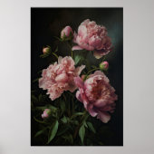 Peonies roses Flower Art Imprimer Poster (Devant)