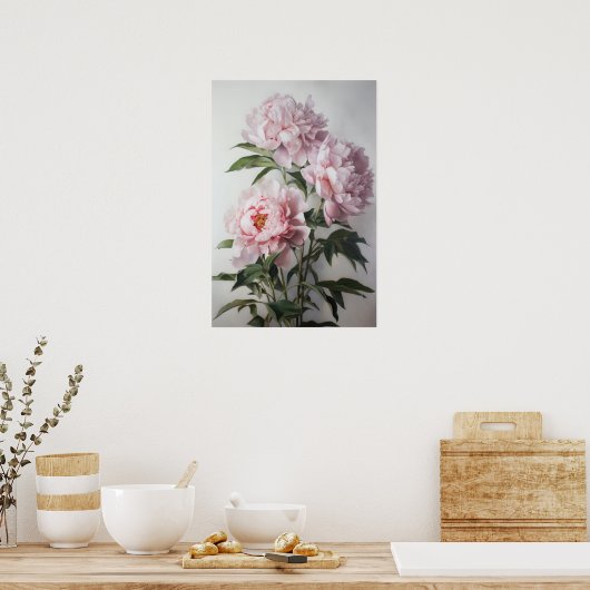 Peonies roses Flower Art Imprimer Poster (Cuisine)