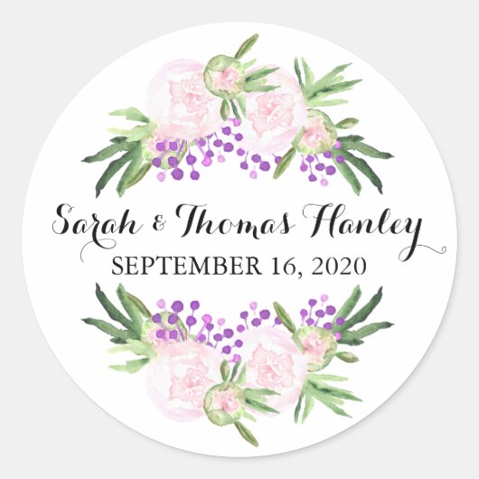 Peonies roses I Sticker Mariage Floral (Devant)