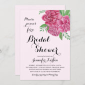 Peonies roses Invitation à la douche nuptiale (Devant / Derrière)