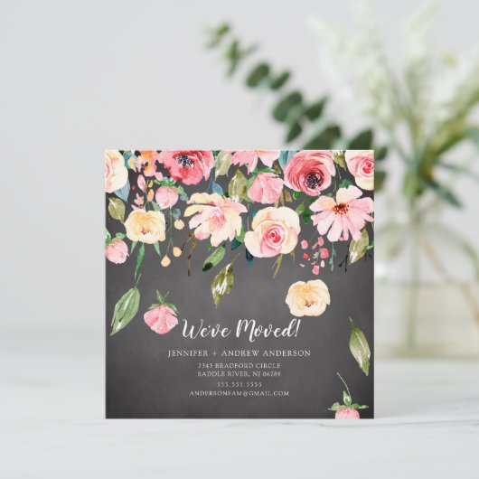 Peonies roses modernes Floral Moving Faire-part (Debout devant)