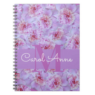 Peonies roses Monogrammes violets Carnet photo spi