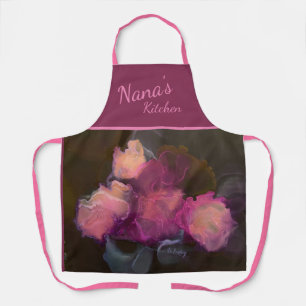 Peonies roses sur toute l'impression tablier