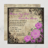 Peonies roses Vintage Mariage Invitation (Devant / Derrière)