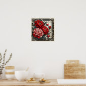 Peonies rouges Art Déco (Cuisine)