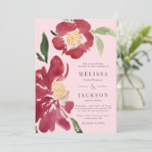 Peonies rouges Blush Faire-part de mariage (Debout devant)
