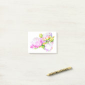 Peonies, roze, wit, waterverf schilderij post-it® notes (Op bureau)