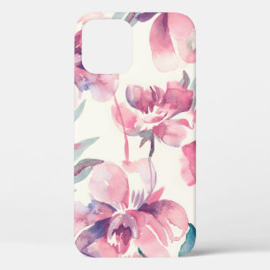 Peonies Seamless Pattern. Achtergrond waterverf.  iPhone 12 Hoesje
