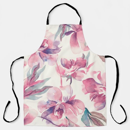 Peonies Seamless Pattern. Achtergrond waterverf. Schort (Voorkant)