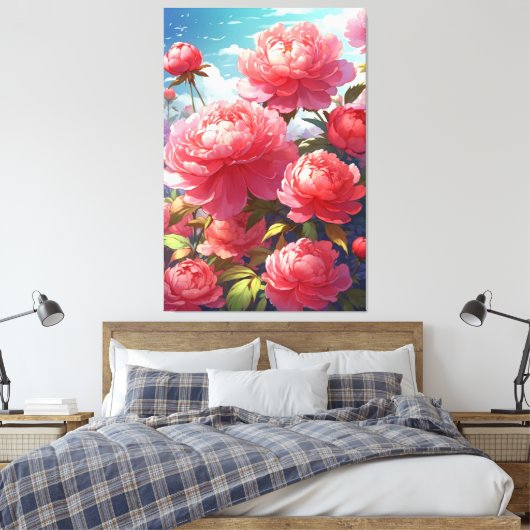 Peonies toile étirée Impression (Insitu(Chambre))