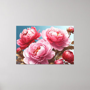 Peonies toile étirée Impression
