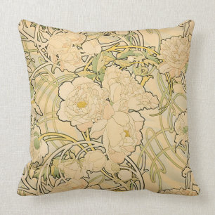 Peonies van Alphonse Mucha Kussen