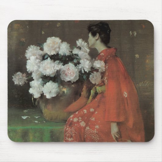 Peonies van William Merritt Chase,  kunst Muismat (Voorkant)