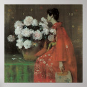 Peonies van William Merritt Chase,  kunst Poster (Voorkant)