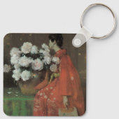 Peonies van William Merritt Chase,  kunst Sleutelhanger (Achterkant)